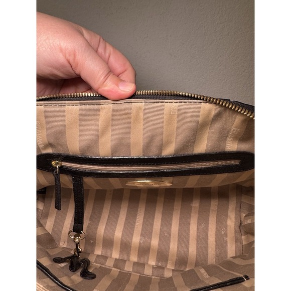 Brahmin Hudson Satchel Black Melbourne with Crossbody Strap Zip Around Croc Chic - Picture 15 of 16